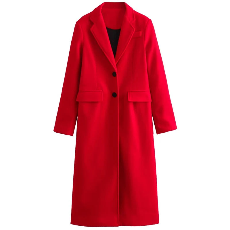 Long Outerwears Winter Coat Female Red Long Sleeve Coat Autumn New In Coats Chic And Elegant Woman Jacket