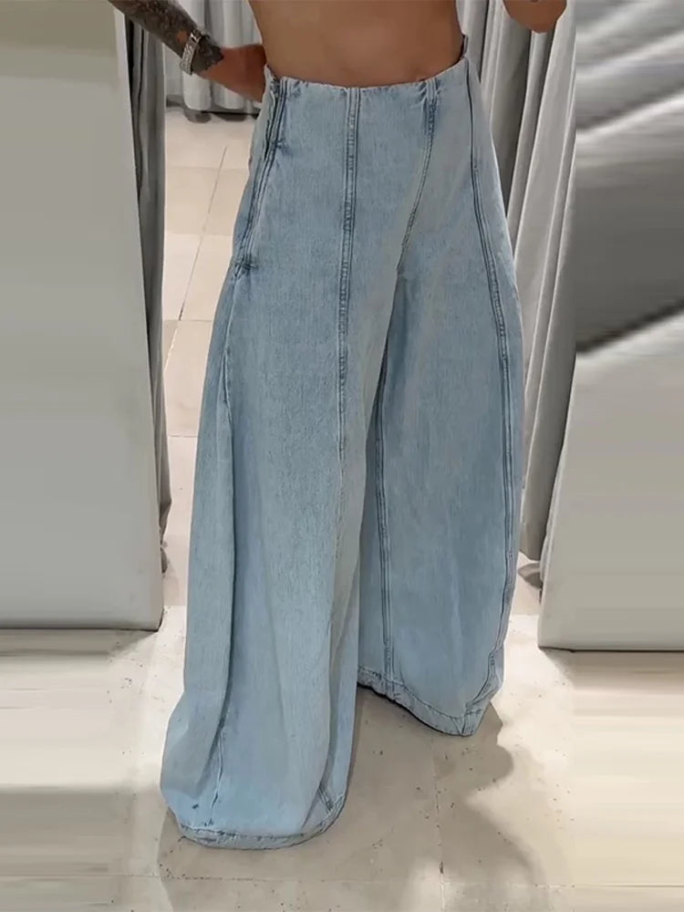 Street Denim Loose Trousers Women Fashion Long Wide Leg High Waist Solid Pants Female 2025 Casual Autumn Winter Lady Outwears
