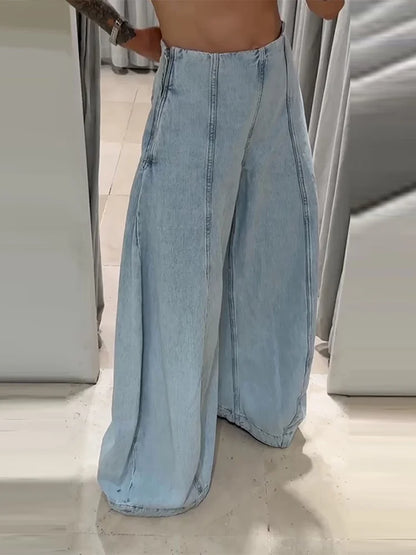 Street Denim Loose Trousers Women Fashion Long Wide Leg High Waist Solid Pants Female 2025 Casual Autumn Winter Lady Outwears