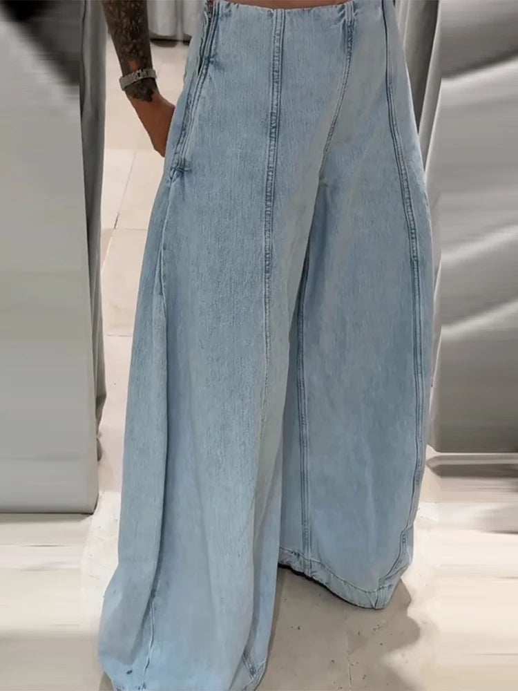 Street Denim Loose Trousers Women Fashion Long Wide Leg High Waist Solid Pants Female 2025 Casual Autumn Winter Lady Outwears