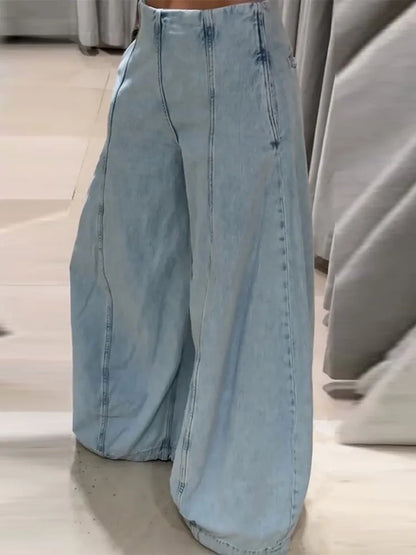 Street Denim Loose Trousers Women Fashion Long Wide Leg High Waist Solid Pants Female 2025 Casual Autumn Winter Lady Outwears