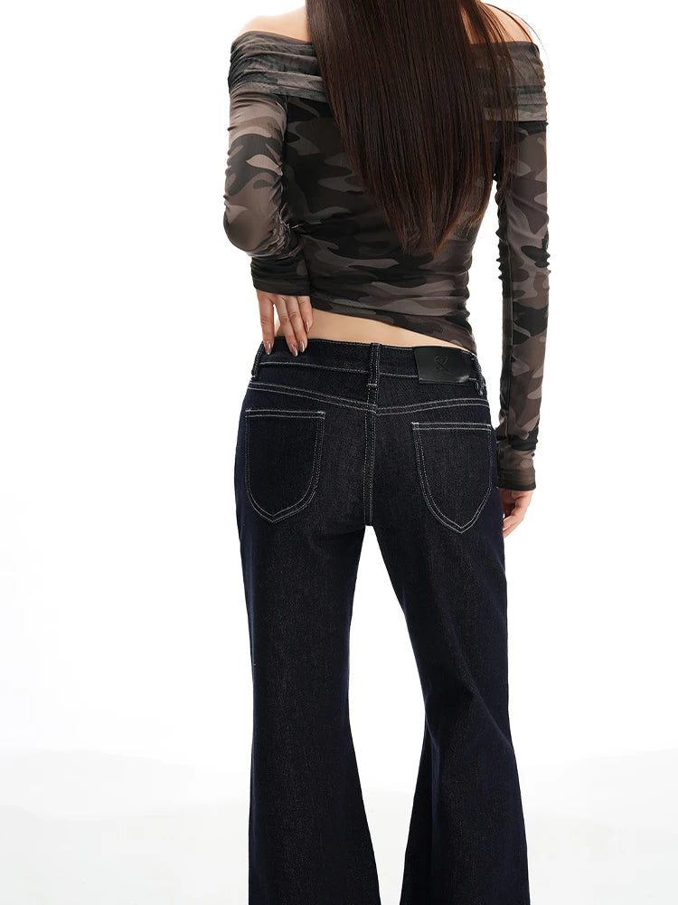 2025 Autumn Winter Women Vintage Low Rise Denim Flare Pants Bootcut Jean Y2k Harajuku Baggy Stacked Jean Bell Bottom Japanese