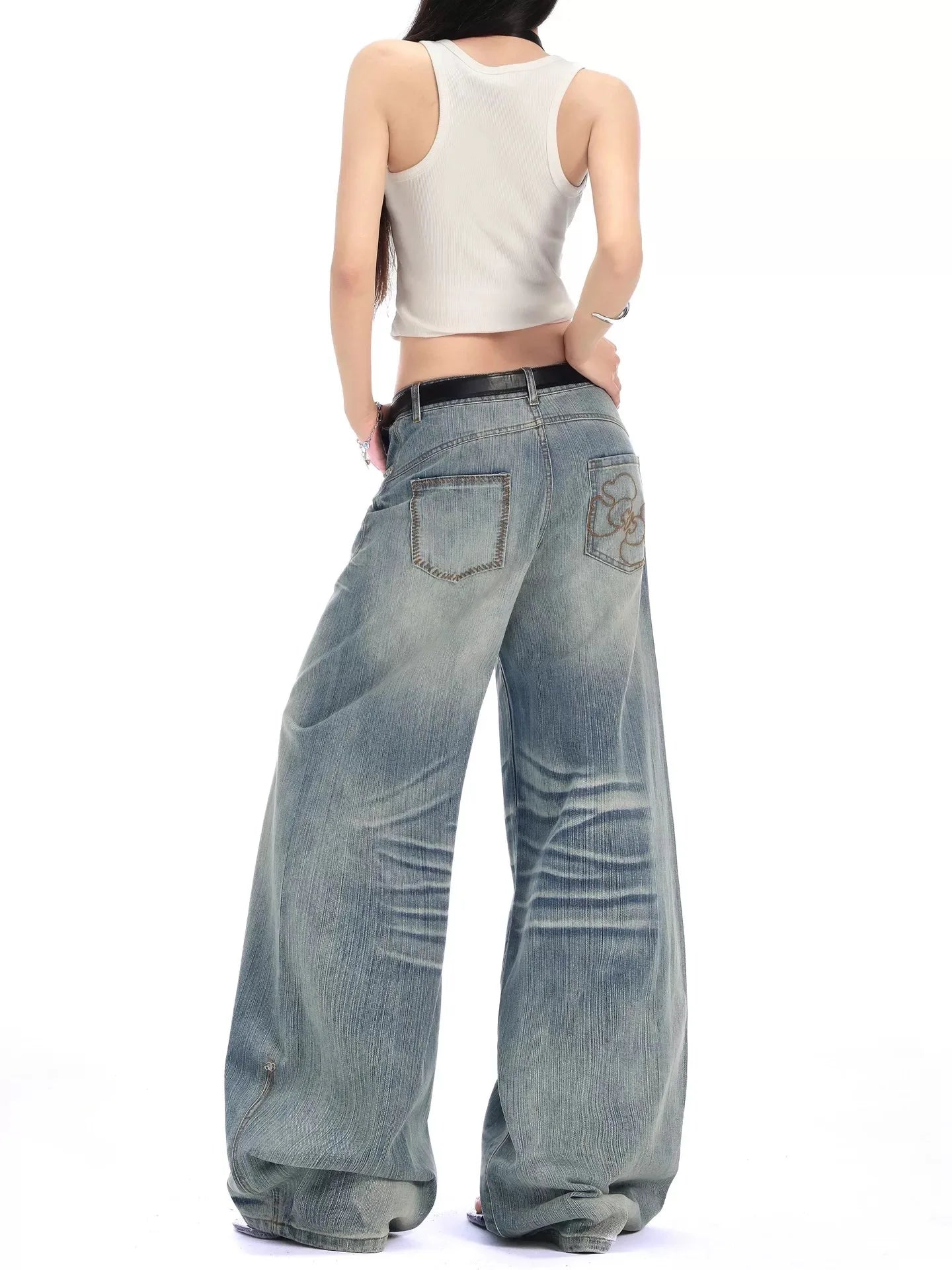 2025 Autumn Winter Women's American Vintage Denim Pants Y2K 2000s Baggy Tomboy Jean Japanese Harajuku Men Wide Fit High Quality