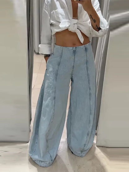Street Denim Loose Trousers Women Fashion Long Wide Leg High Waist Solid Pants Female 2025 Casual Autumn Winter Lady Outwears